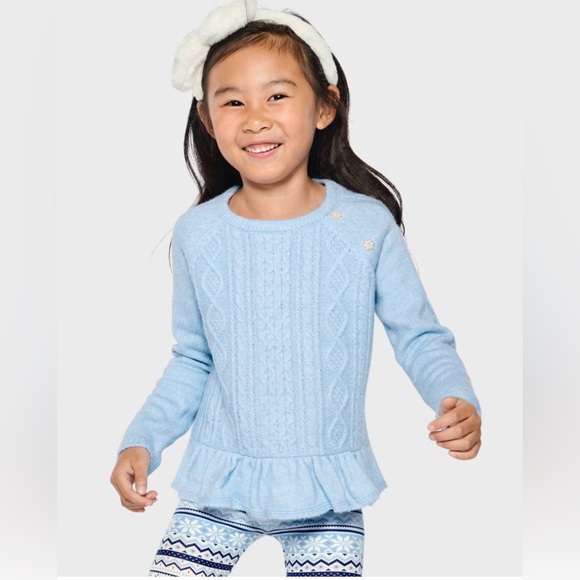 Gymboree Girls Cable Knit Peplum Sweater Light Blue Size 6 NWT - Picture 3 of 7